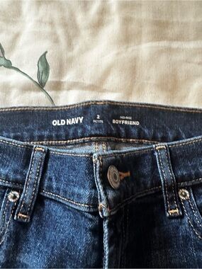 Old Navy Petite Boyfriend Jeans - Dark Denim Blue